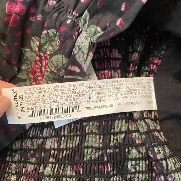 BNWT‎ Zara women’s floral  puffed sleeve cropped top in size x-small - Picture 12 of 12